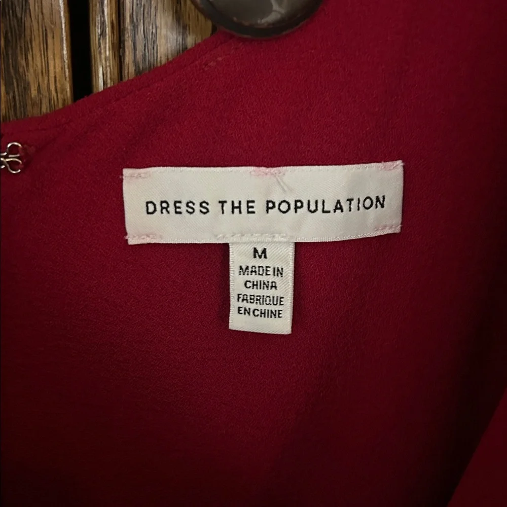 DRESS THE POPULATION Lyla Crepe Cocktail Midi Dress in Red - Picture 4 of 7